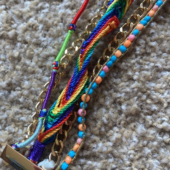 Jewelry - Rainbow Colored Braided and Beaded Bracelet